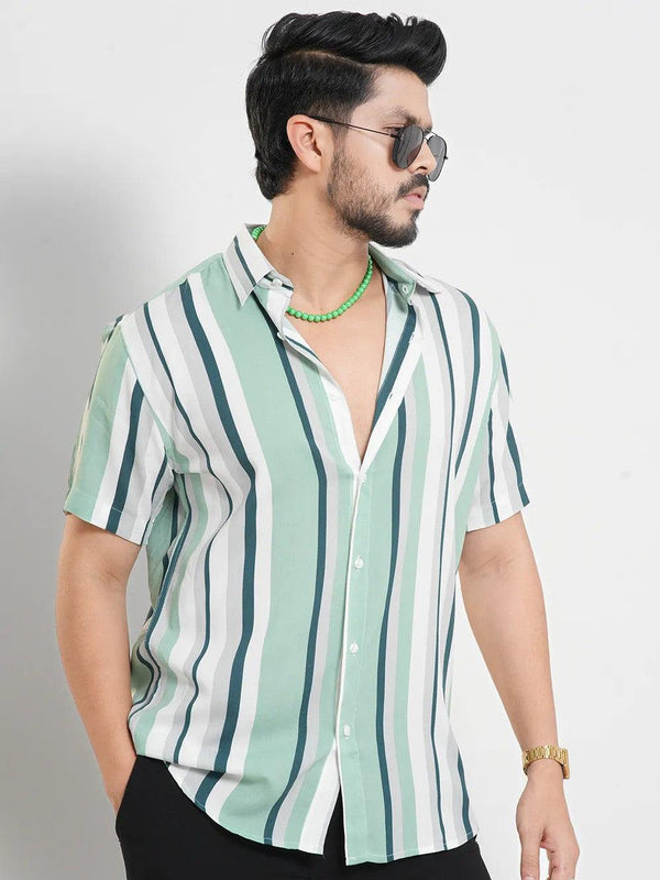 Men's Aqua Pearl Stripe Short Sleeve Shirt