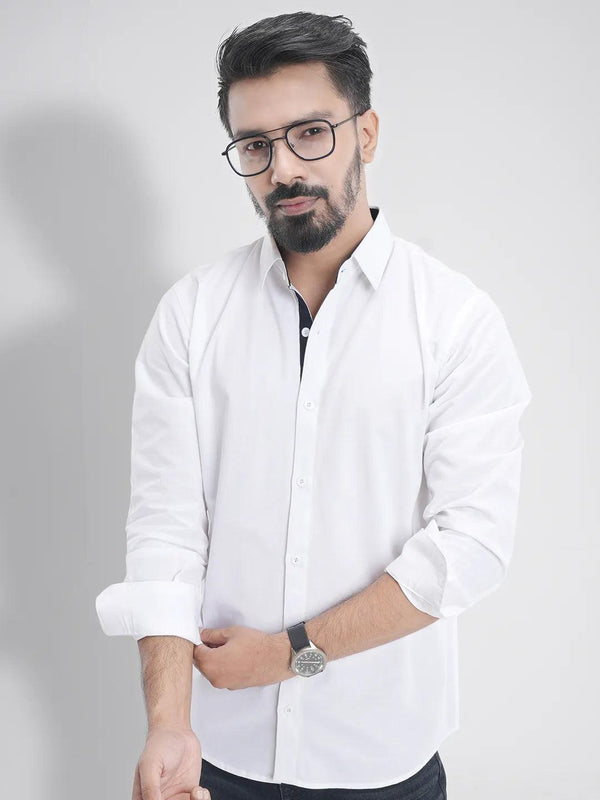 Men's Full Sleeve Casual Shirt in Solid White