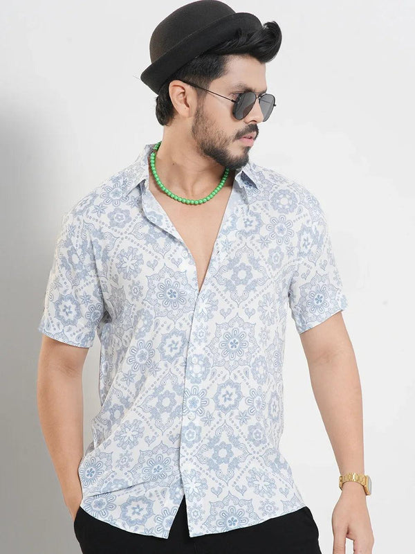 Men's Paisley Circle Print Short Sleeve Shirt