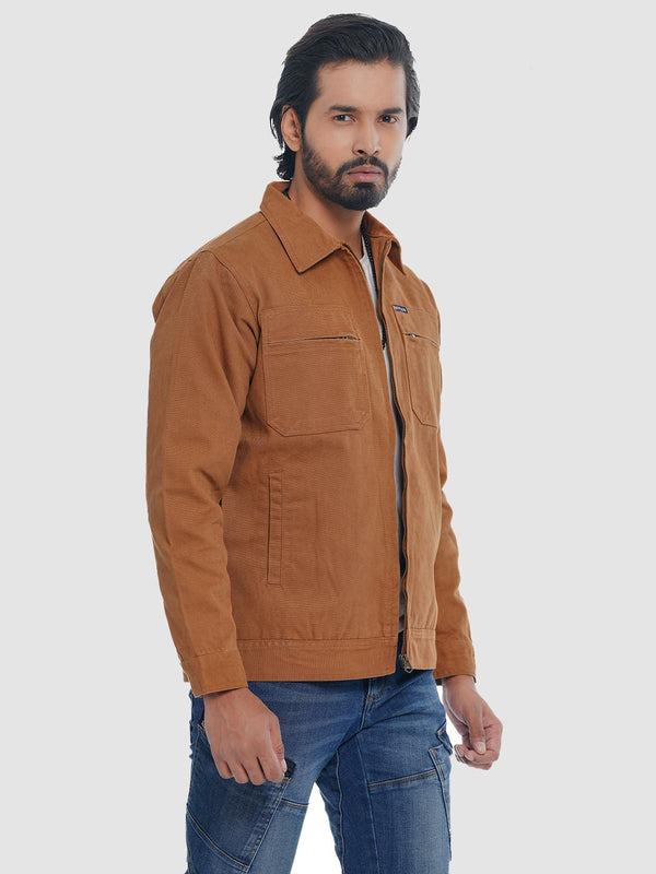 Men's Casual Biker Jacket in Tawny Brown