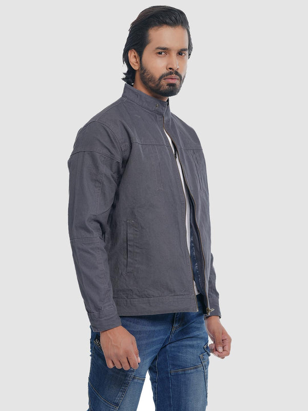 Men's Casual Biker Jacket in Gray