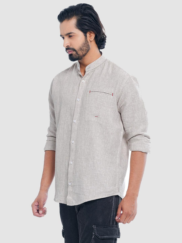 Men's Casual Full Sleeve Shirt in Light Butter Cream