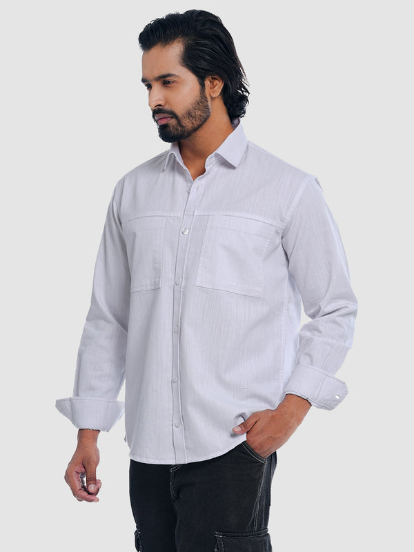 Men's Casual Full Sleeve Shirt in Bright White