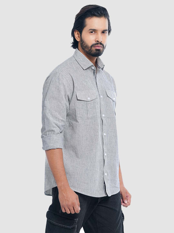 Men's Casual Full Sleeve Shirt in Cloud Gray