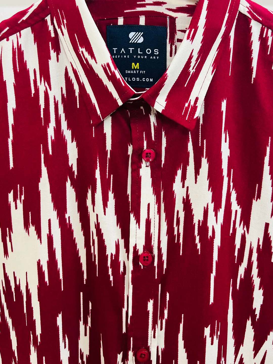Men's Short sleeve shirt in Crimson Ikat Glitch