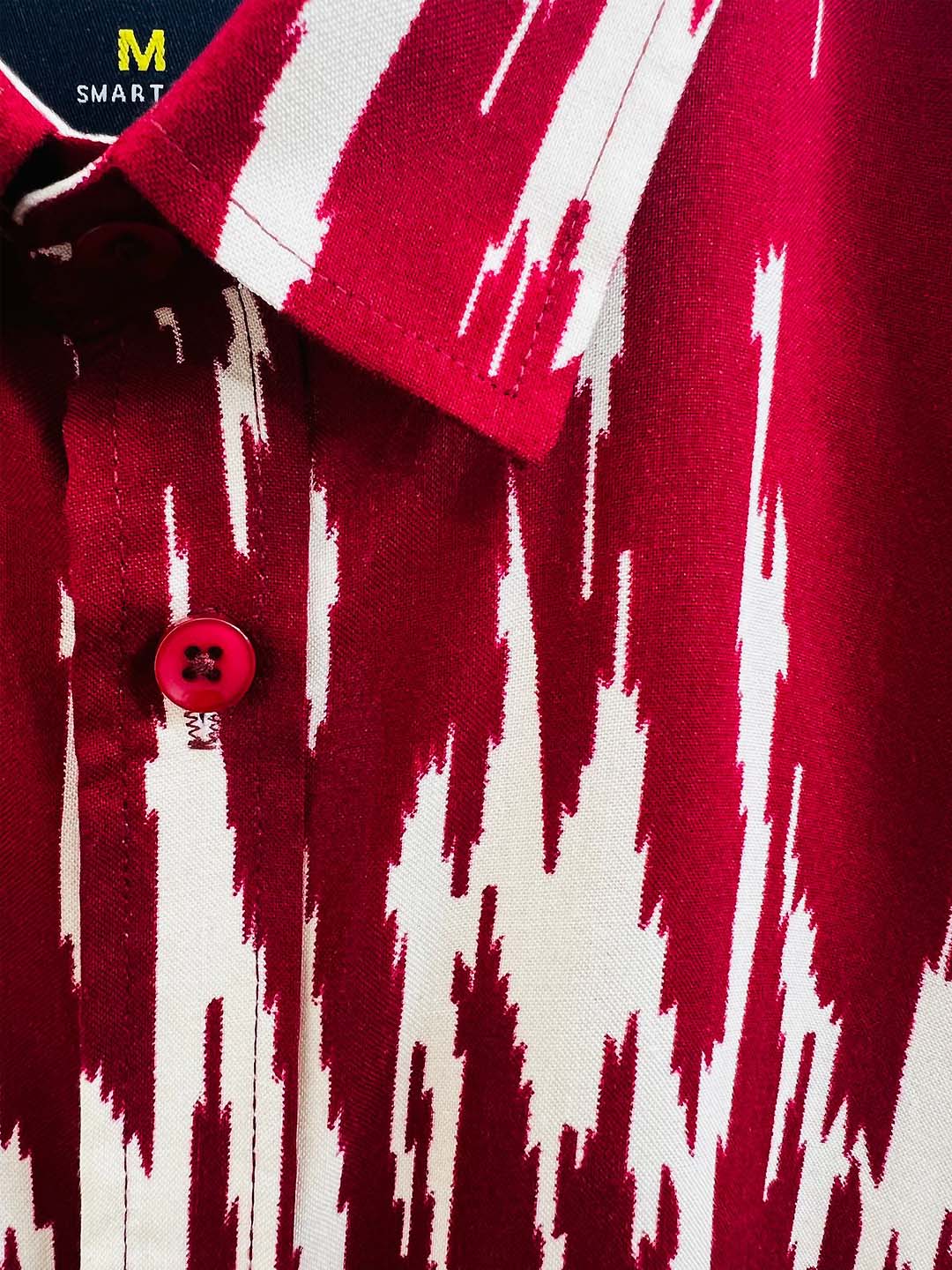 Men's Short sleeve shirt in Crimson Ikat Glitch