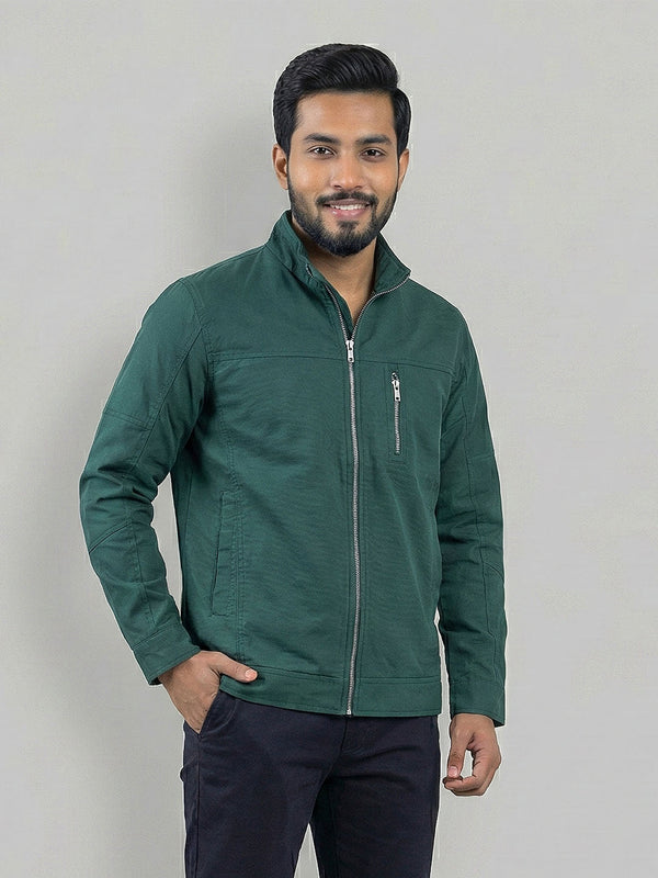 Men's Casual Biker Jacket in Deep Teal Green