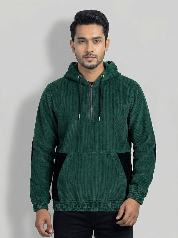 Men's Casual Corduroy Hoodie in Forest Mist