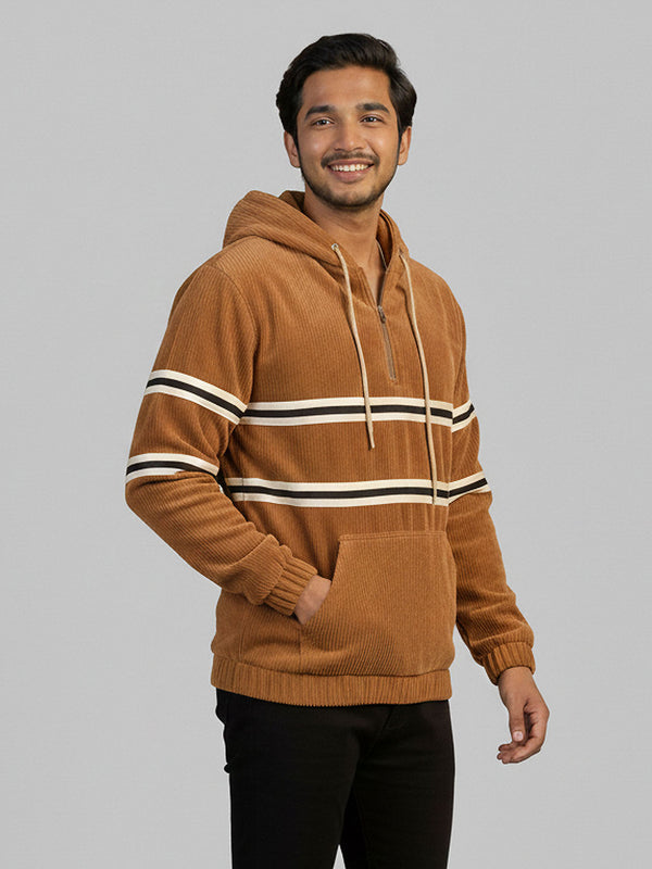 Men's Casual Corduroy Hoodie in Golden Caramel