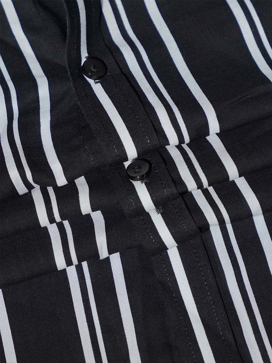 Men's Short sleeve shirt in Black & White Stripe