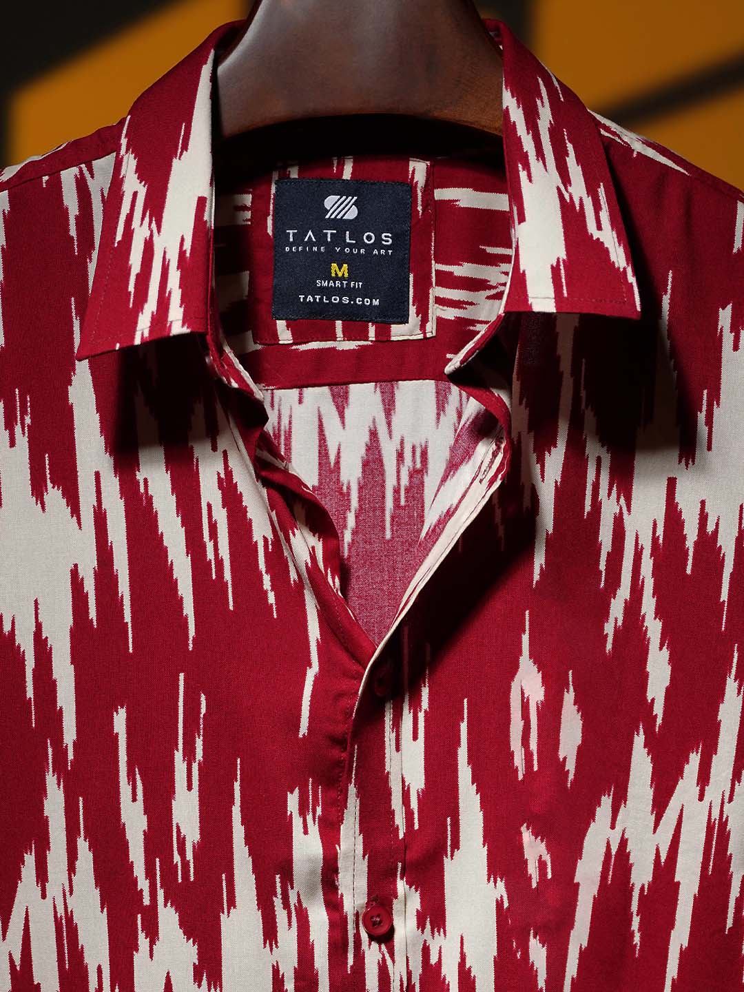 Men's Short sleeve shirt in Crimson Red Printed