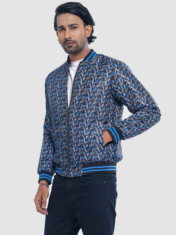 Men's Casual Bomber Jacket in Midnight Blue