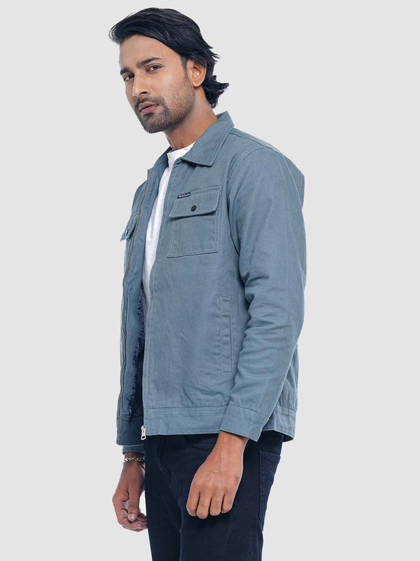 Men's Casual Biker Jacket in Carolina Blue