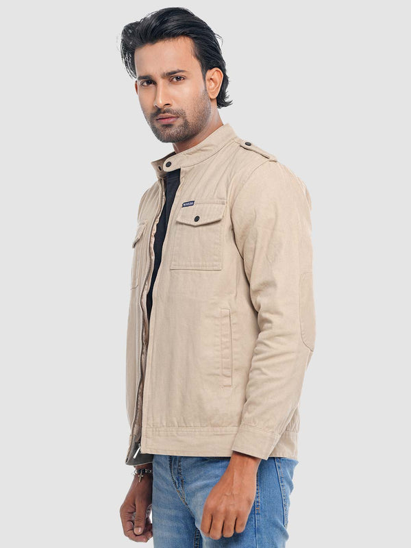 Men's Casual Biker Jacket in Pastle Cream