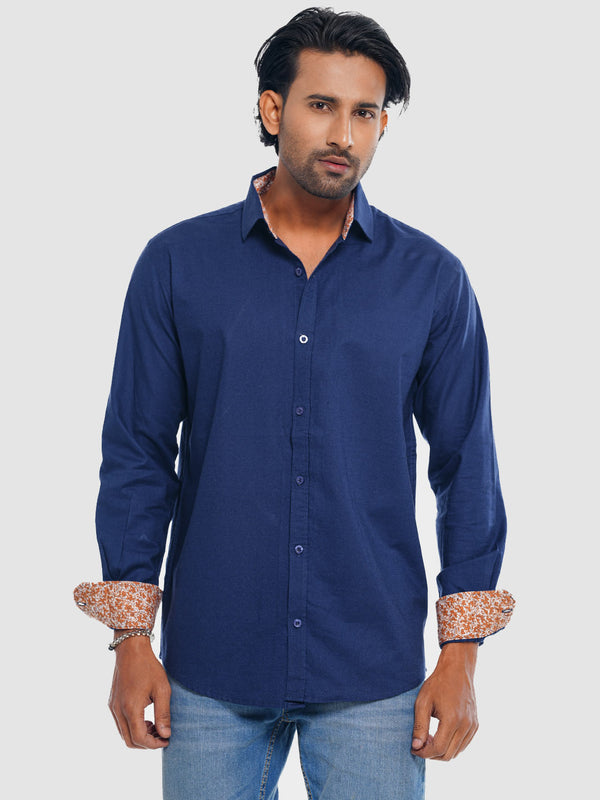 Men's Full Sleeve Shirt in Deep Blue